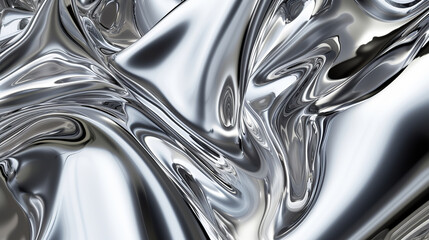 Chrome liquid metal with waves backdrop. Melt wavy abstract background