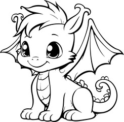 Fototapeta premium Cute mini dragon drawing