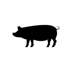 Pig silhouette, icon, vector. Farm pig, glyph, solid icon. Livestock concept. Pig sign on white background. Pig meat, solid sign. Pork illustration. Meat symbol. Butcher logo. Farming