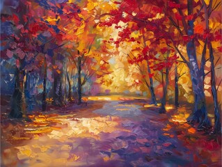 Obraz na płótnie Canvas Autumn Landscape: Park and Forest Harmony.