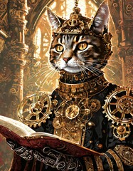 スチームパンク世界での猫の司教 - obrazy, fototapety, plakaty