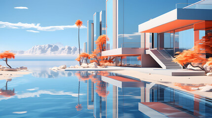 3d render Futuristic style analysis summer concept. - 794744709