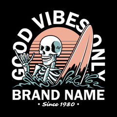 vector illustration Skeleton Surfer