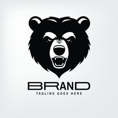 Angry Bear vector black silhouette design logo