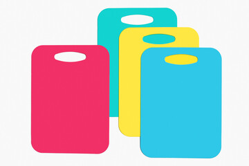 Plastic cutting boards in bright colors. A set for the kitchen. Close-up, studio shot.