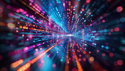 Naklejka premium A colorful, abstract image of a cityscape with a blue sky and orange by AI generated image