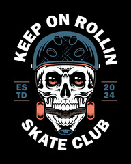 Vector illustration skateboard and skull