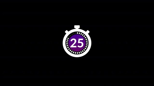 30 second countdown Animation, 30 second Animation from 30 to 0 on black background, stylish stopwatch countdown timer.