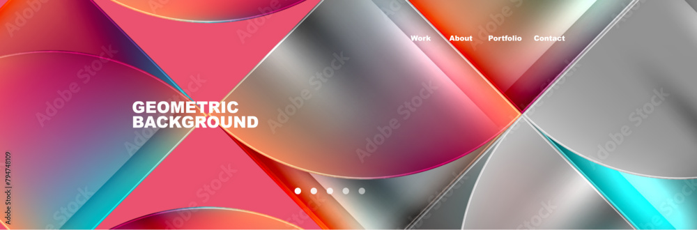 Poster a fluid geometric pattern featuring circles and squares in shades of pink and magenta, resembling pe