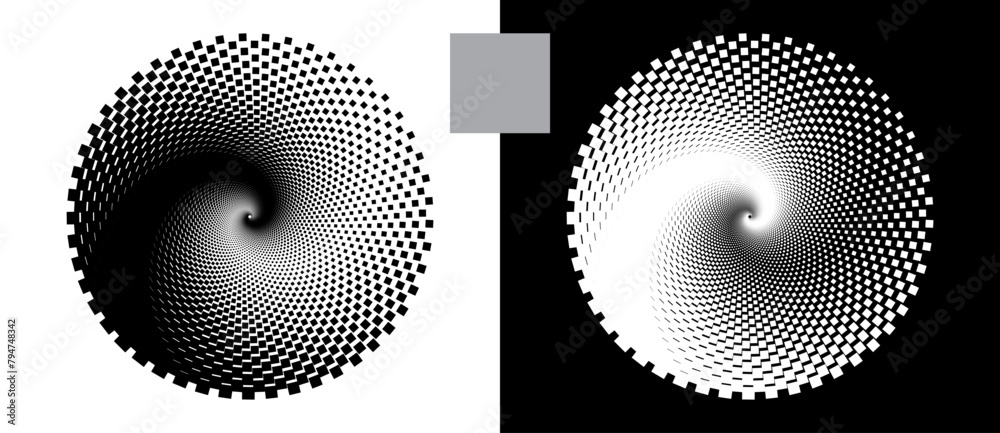 Canvas Prints abstract background with squares in circle. art design spiral as logo or icon. a black figure on a w