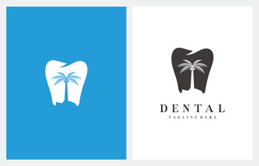 Dental Clinic with Palm Tree logo design ivon vector