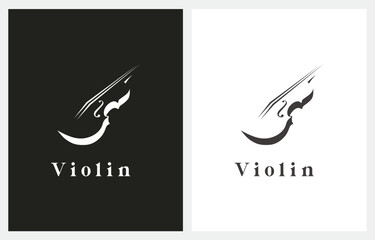 Violin Orchestra Fiddle Music Silhouette logo design vector icon © S 88