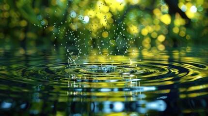 Binary raindrops creating ripples in a virtual pond