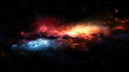 Obraz premium Stunning space visuals with colorful nebulae on a galaxy backdrop, perfect for projects with a cosmic touch
