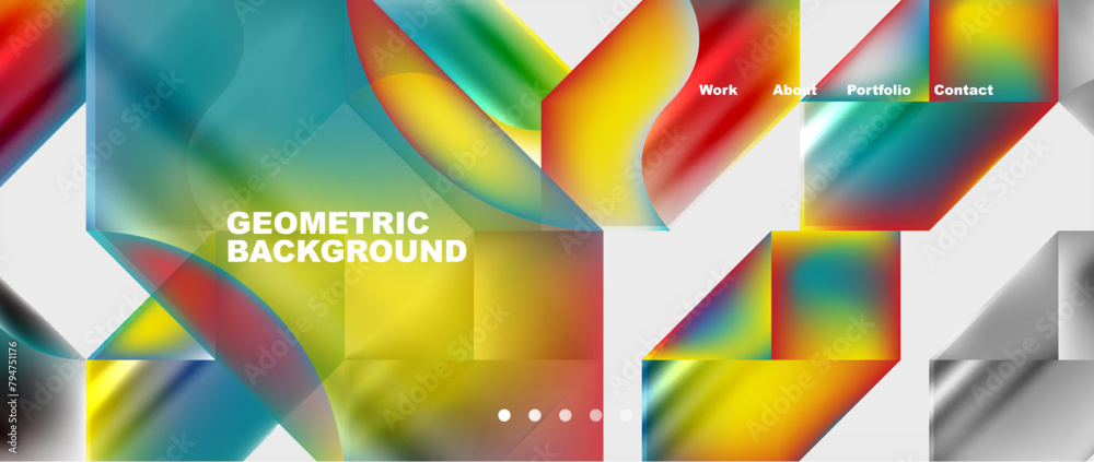 Poster it is a geometric background with a rainbow of colors . high quality