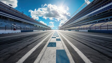 A racetrack background featuring an outdoor race track arena. copy space for text.