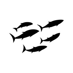 School tuna fish swims