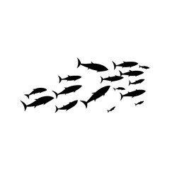 School tuna fish swims