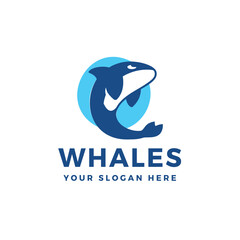 Whales Logo Vector Icon Illustration
