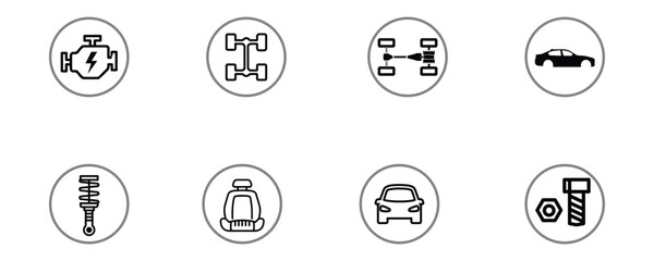 car searching problem icon. Cars service and repair parts icons universal set for web and mobile on colored background
