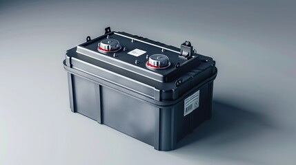 Generic car battery isolated on transparent background. copy space for text.