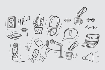 microphone icon set vector illustration