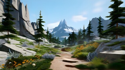 virtual reality mountain trail hike