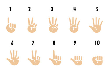 ハンドサイン　数を数える手のイラスト