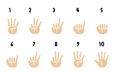ハンドサイン　数を数える手のイラスト