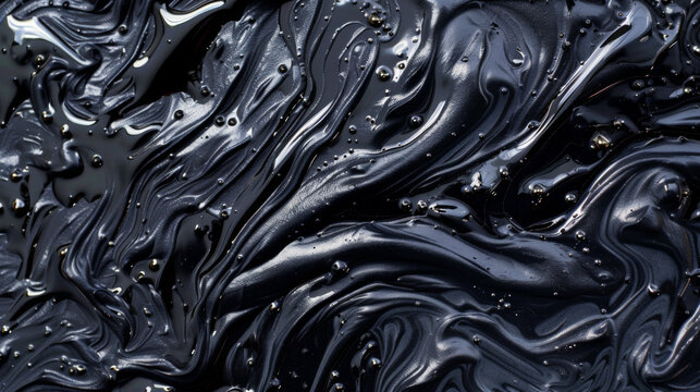 A background texture of oil black swirling thick sticky material