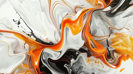 Obraz premium Dynamic Curvature Abstract in Orange and White