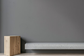Elegant minimalist decor in modern interior spaces. Ample copyspace in contrasting colors.