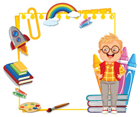 Obraz premium Young boy with educational and creative objects.