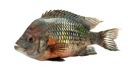 Tilapia fish isolated on a white background, aquatic animal