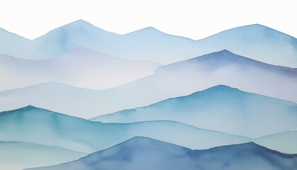 mountains and clouds, minimalist watercolor  illustration of monolith