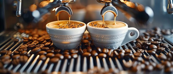 "Espresso Shots Being Made With Coffee Beans and Machine". Concept Barista Skills, Espresso Art, Coffee Preparation, Coffee Culture, Coffee Equipment