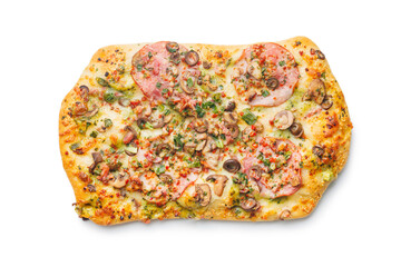 Tasty italian square pizza isolated on white background. - 794764355