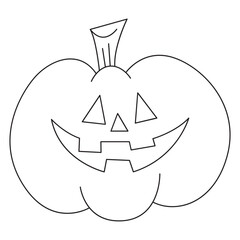 Halloween pumpkin hand drawn vector illustration in line stroke design
