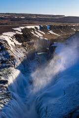 Gullfoss in a cold march day in iceland