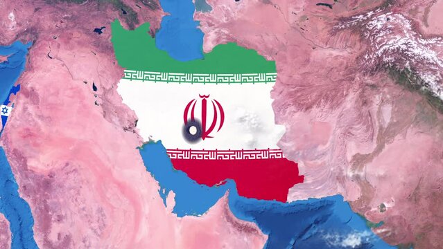 Global Tensions: Missile Crisis between Israel and Iran - Map and Globe Concept with Explosive Implications