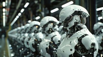 In a bustling factory of chrome and neon a team of programmers works tirelessly alongside their robotic counterparts optimizing and perfecting the machines that will be integral to .