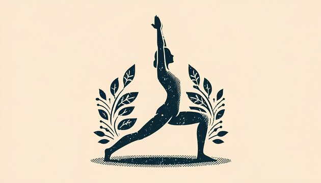Person performing the Warrior Pose (Virabhadrasana), depicted with a strong and grounded stance that emulates a warrior ready. Focus, balance, and stability in a serene, artistic setting.