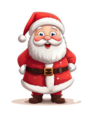Obraz premium Cheery cartoon Santa Claus with a bright smile, dressed in his iconic red and white suit. Generative AI