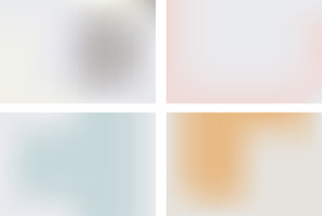 Set of Abstract gradient backgrounds with smooth blur shapes. Peach,light gray,warm orange, blue and pink color.Copy space.Wavy liquid gradient mesh.Grapic design.Vector.Boho baby nursery style.