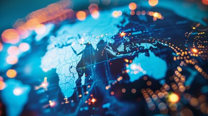 Stock Market Data on Screens with World Map