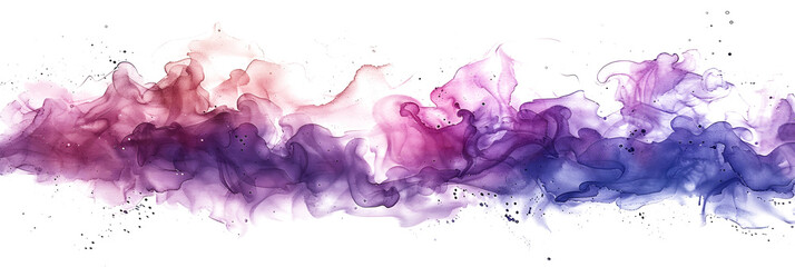 Pink and purple watercolor paint splash on transparent background.