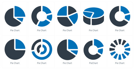 A set of 10 Diagrams and Reports icons as pie chart, chart, diagram