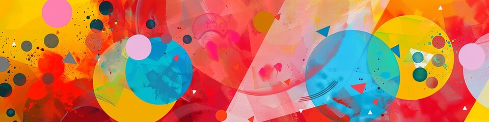 Fototapeta premium Vibrant Overlapping Geometric Harmony in Red, Blue, and Yellow