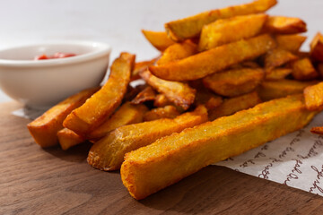 Sweet potato fries, sliced ​​and fried sweet potatoes