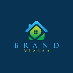 Creative home leaf logo design template